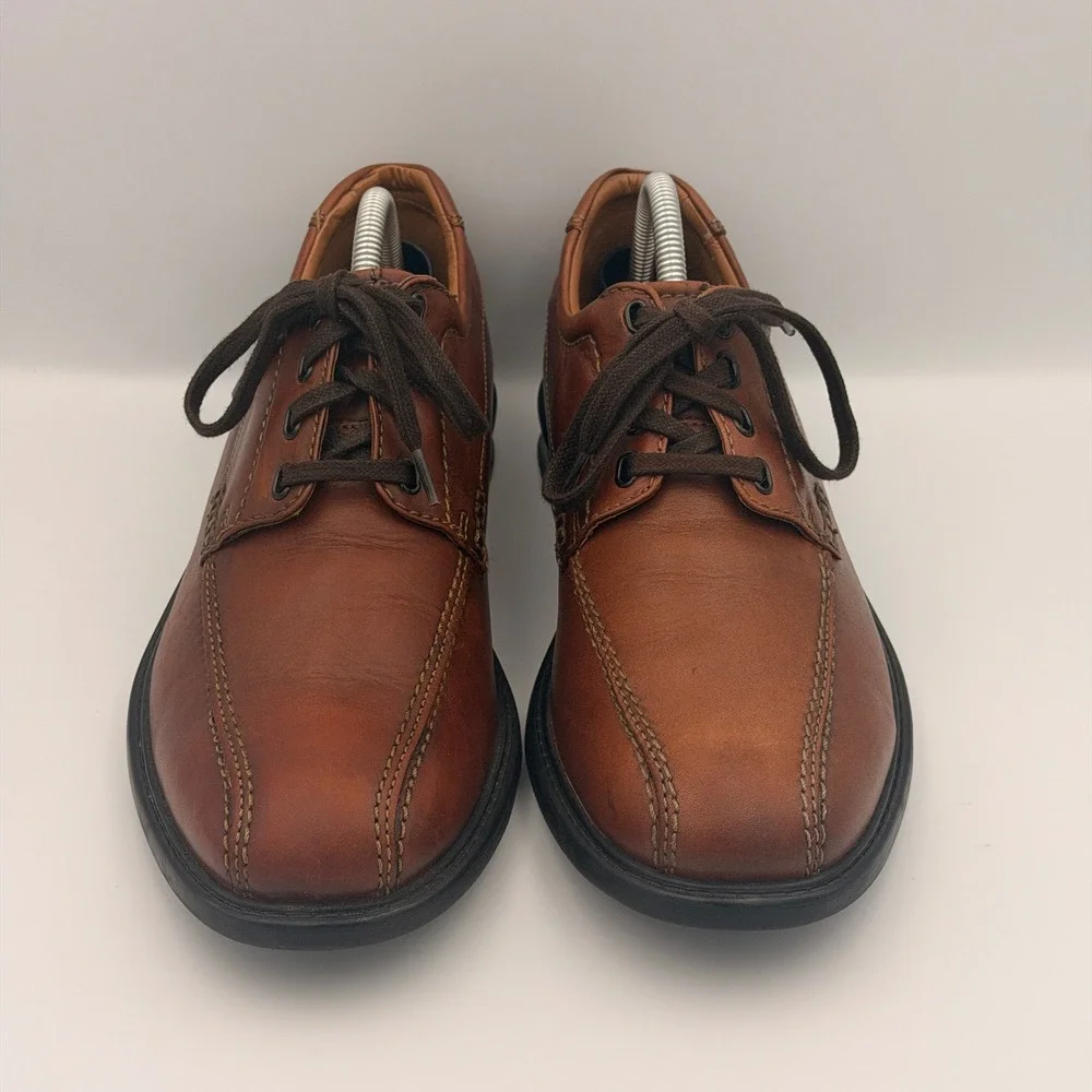 Clarks Colson Over Oxford Bicycle Toe Leather Brown Size 8 M